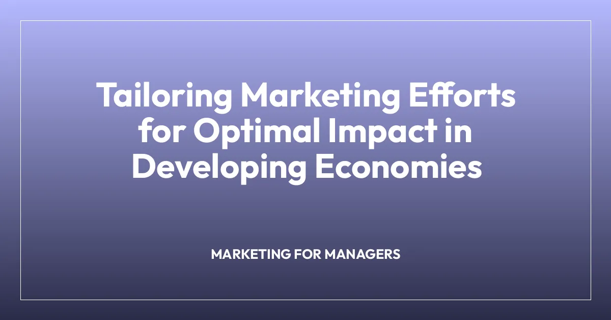 Tailoring Marketing Efforts for Optimal Impact in Developing Economies